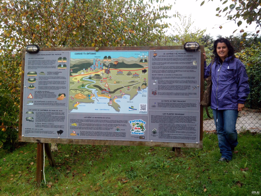 Panel Conoce tu entorno con información natural y cultural. Albergue Paradiso (Suances- Cantabria)