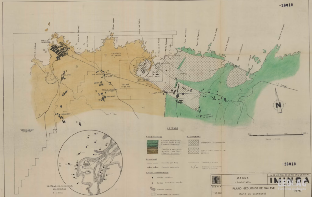 Photo of the tectonic diagram of the Salave mines area